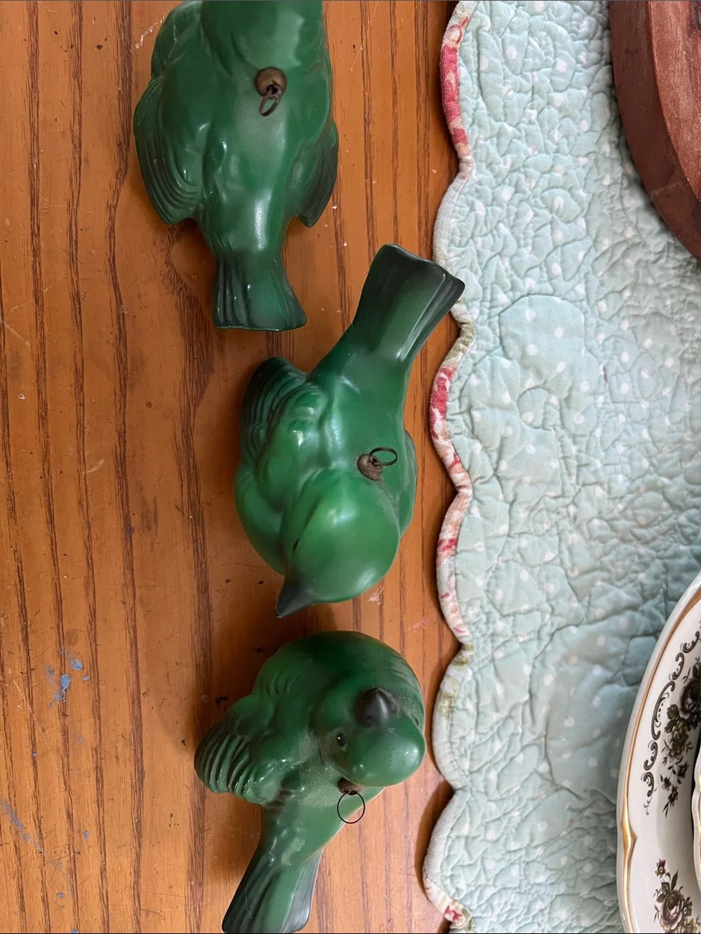 Goebel 1950’s W Germany green sparrow ornaments.